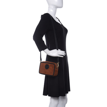 Fendi Suede Goatskin Stamp Patch Mini Camera Case Cuoio Black 2 of 11