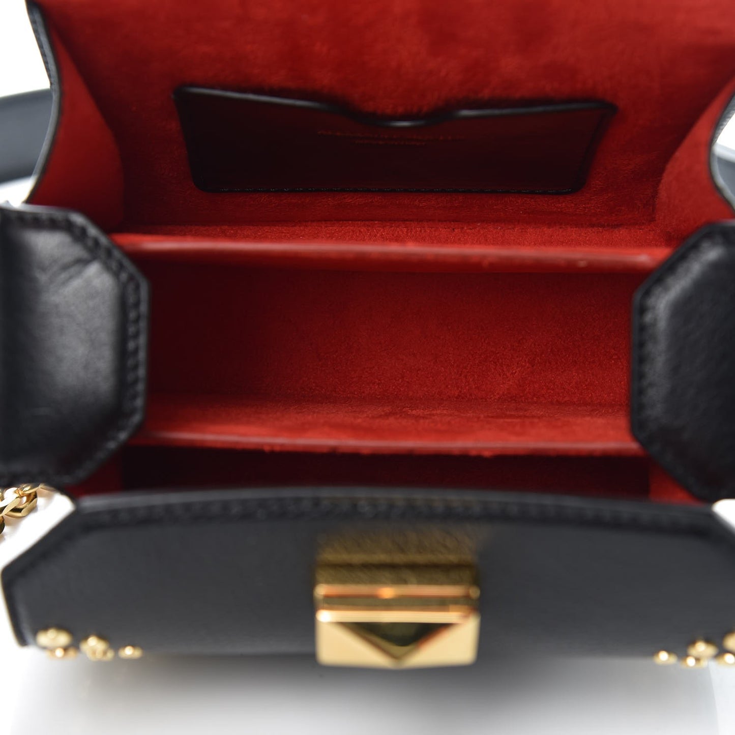 Grained Calfskin Studded Box Shoulder Bag 16 Black