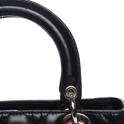 Christian Dior Lambskin Cannage Medium Lady Dior Black 9 of 12