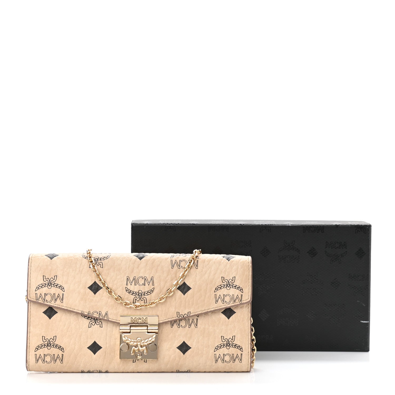 MCM Visetos Large Patricia Wallet On Chain Beige 10 of 10