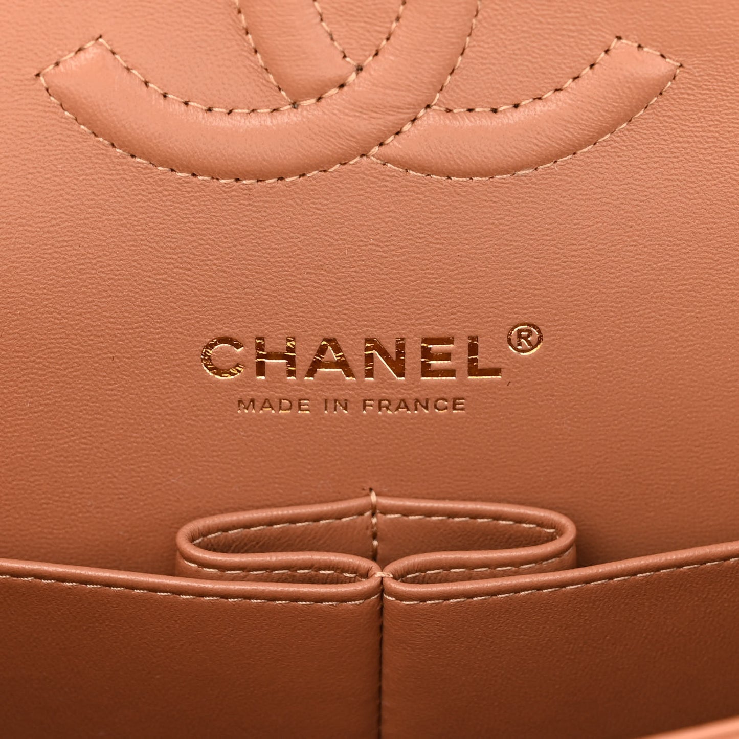 Lambskin Quilted Medium Double Flap Brown