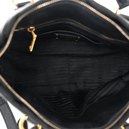 Prada Tessuto Nylon Soft Calfskin Shopping Satchel Black 5 of 11