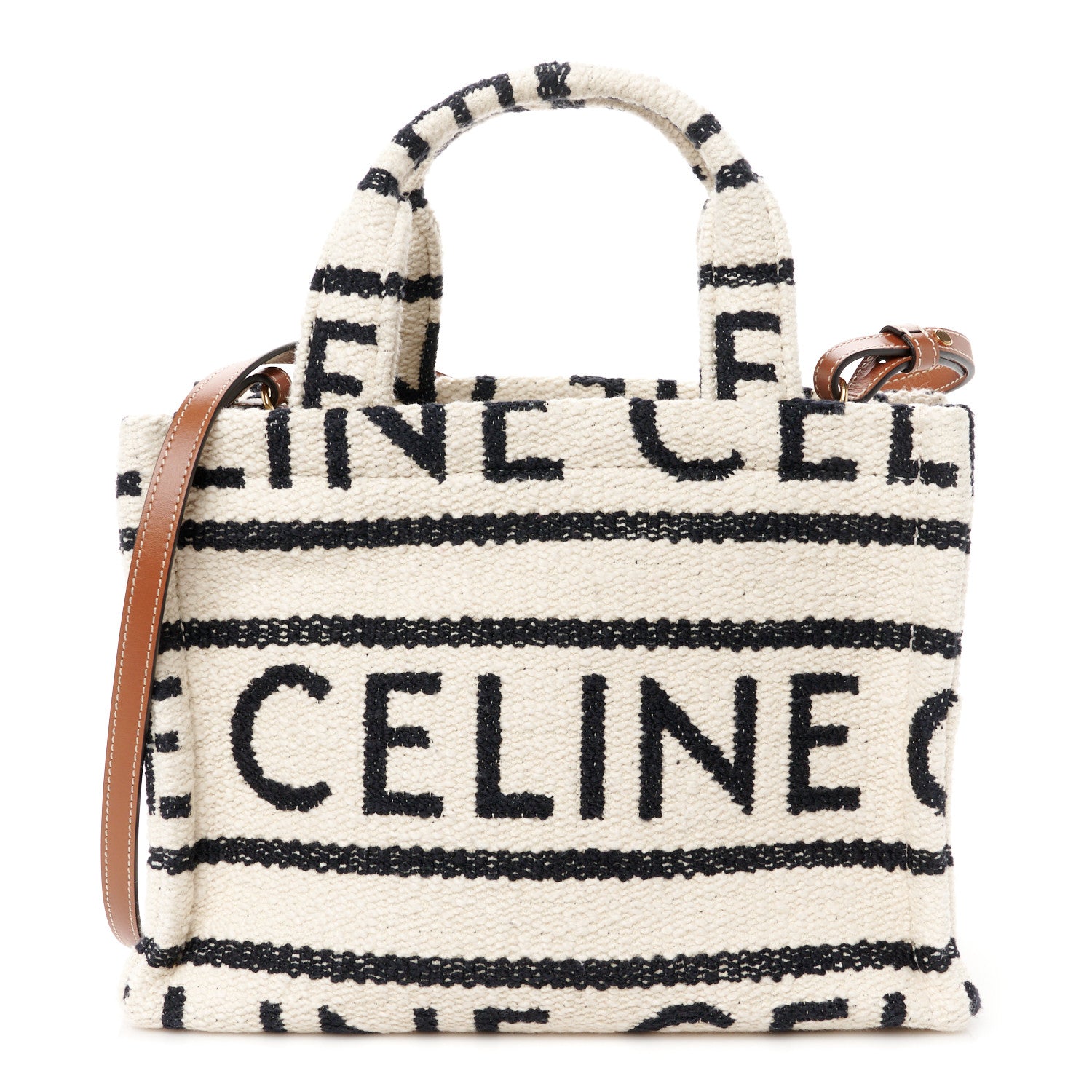Celine Canvas Small All Over Cabas Thais White Black 1 of 9