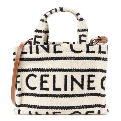 Celine Canvas Small All Over Cabas Thais White Black 1 of 9
