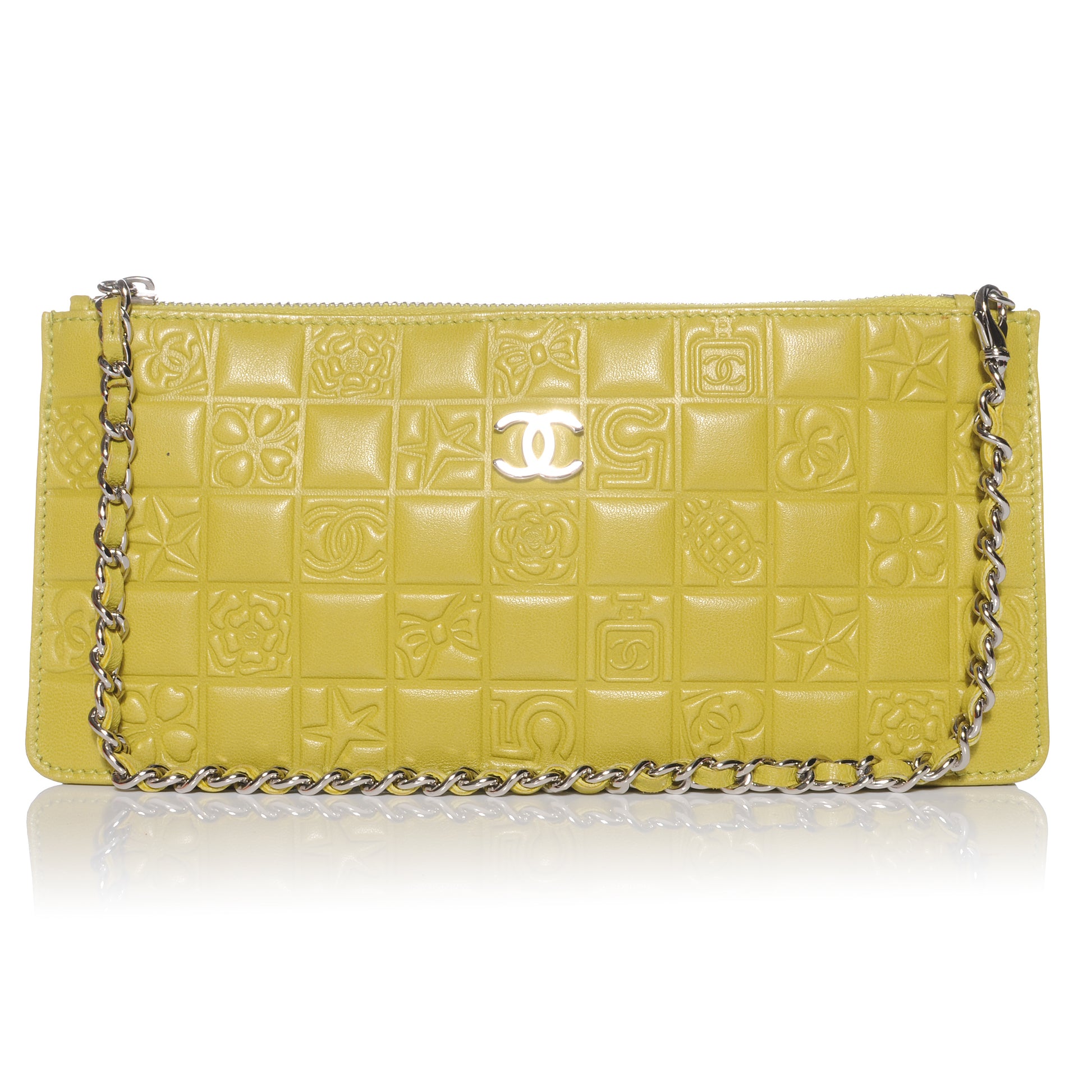 Chanel Lambskin Precious Symbols Pochette Chartreuse 1 of 8