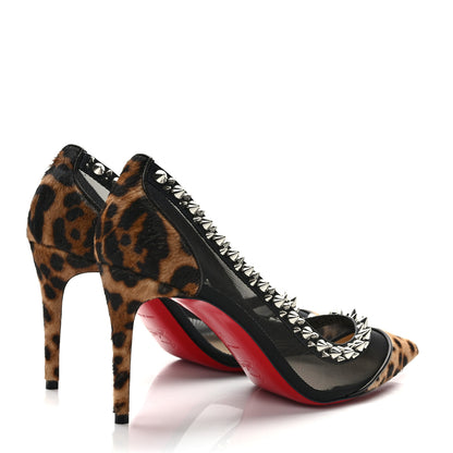 Christian Louboutin Galativi Pony Hair Leopard Spikes 85 Pumps 37 Black 4 of 7