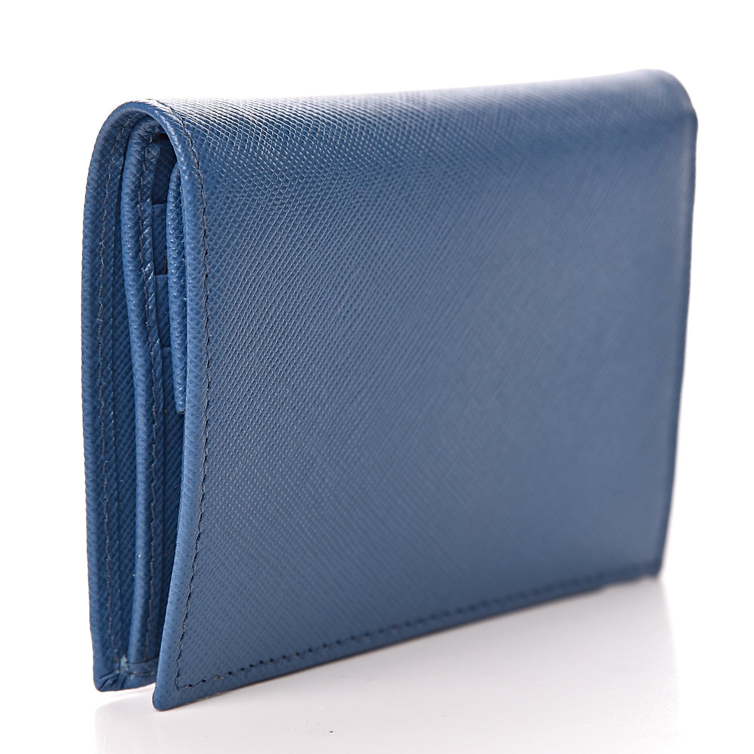 Prada Saffiano Metal Bi-Fold Wallet Cobalto 3 of 8