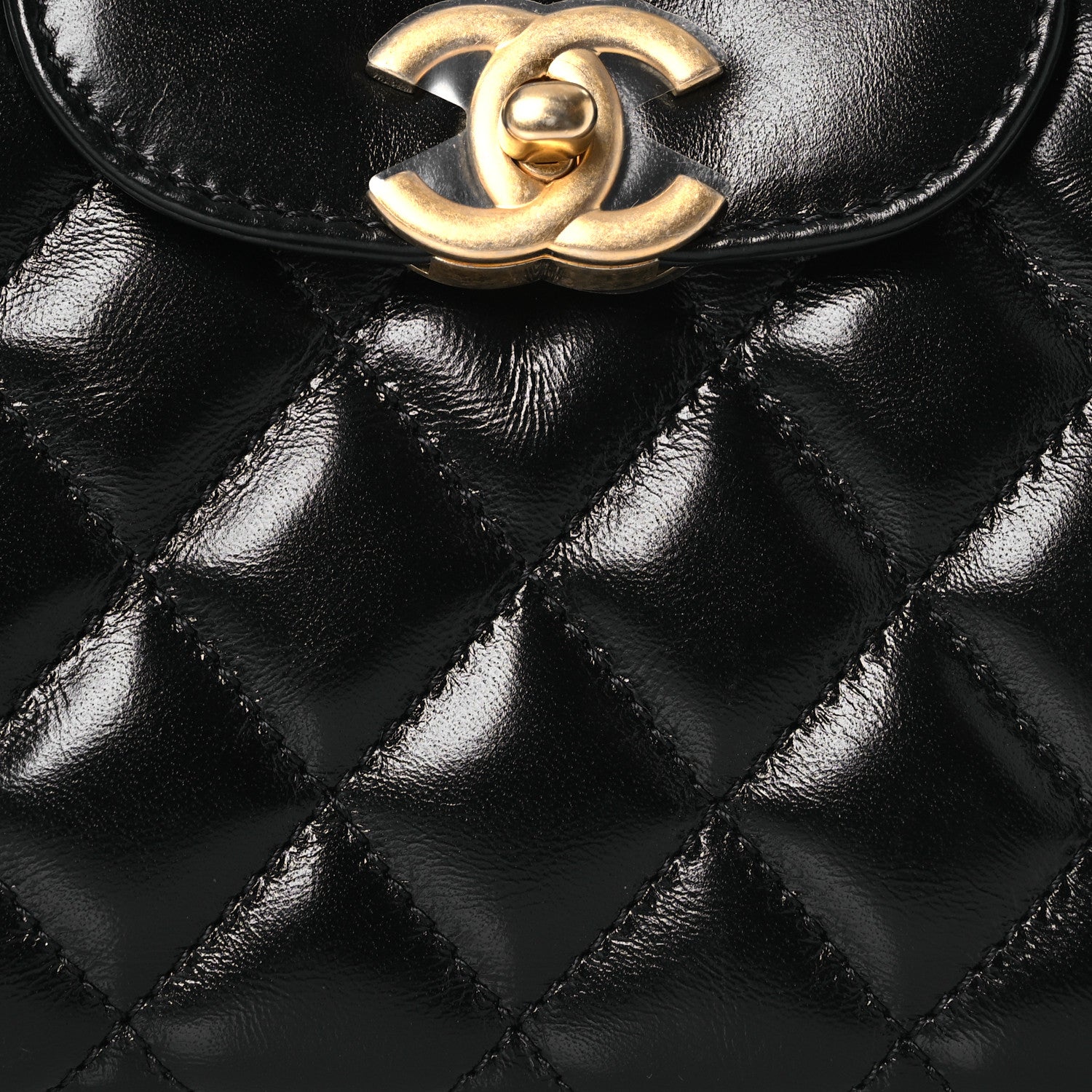 Chanel Shiny Aged Calfskin Quilted Nano Kelly Shopper Black 8 of 12