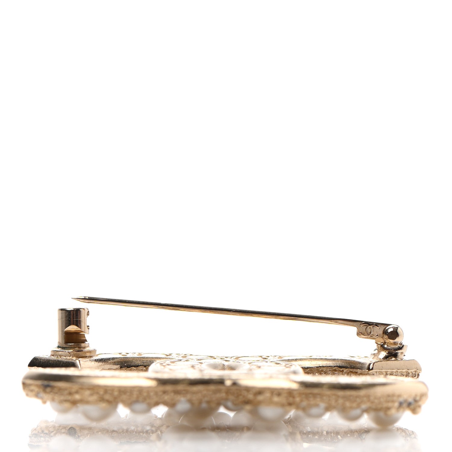 Chanel Pearl Crystal CC Brooch Gold 4 of 6