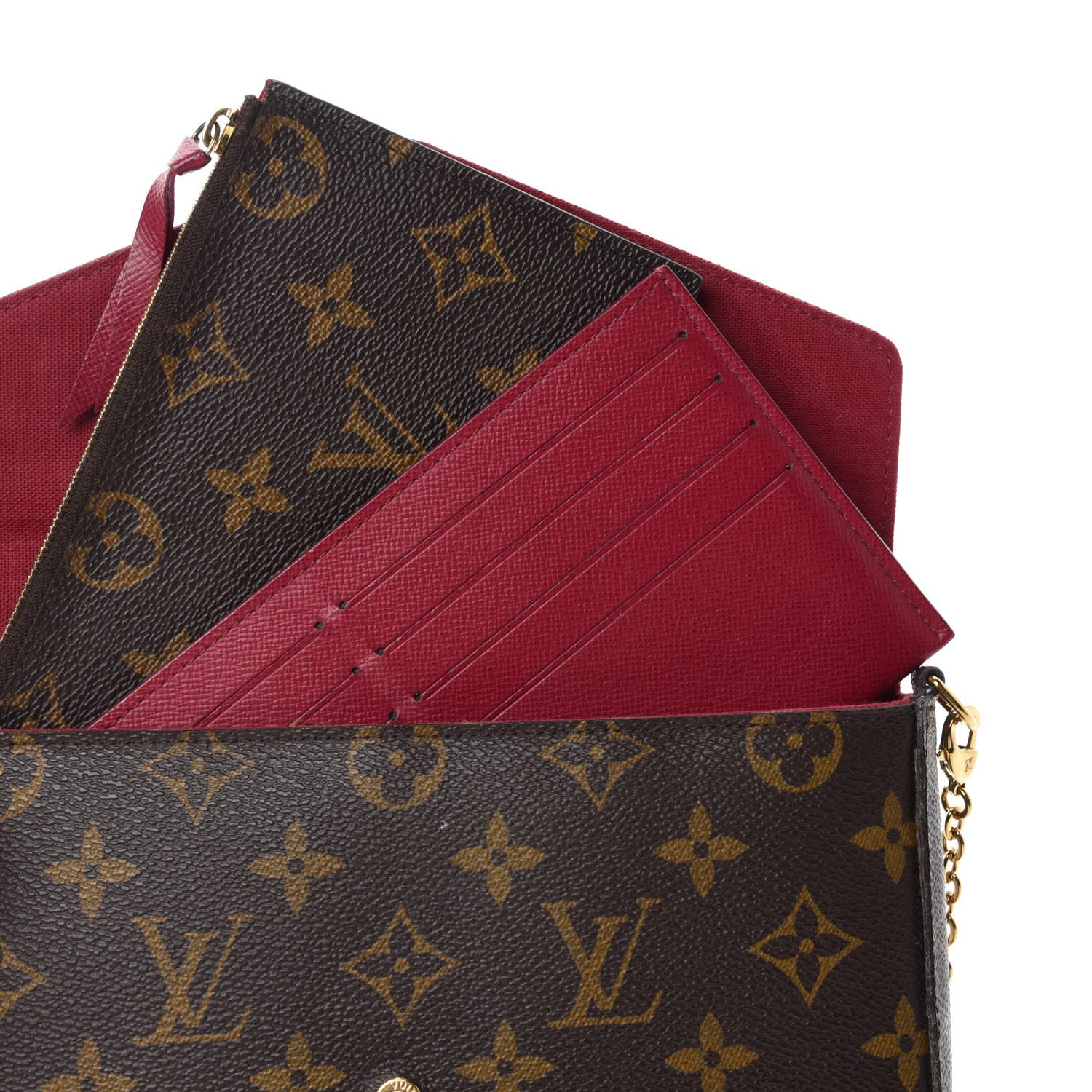 Louis Vuitton Monogram Pochette Felicie Chain Wallet Fuchsia 11 of 18