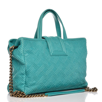 Chanel Calfskin Large Retro Girl Shopping Tote Turquoise 4 of 21