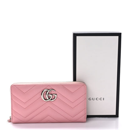 Gucci Calfskin Matelasse GG Marmont Zip Around Wallet Wild Rose 7 of 7