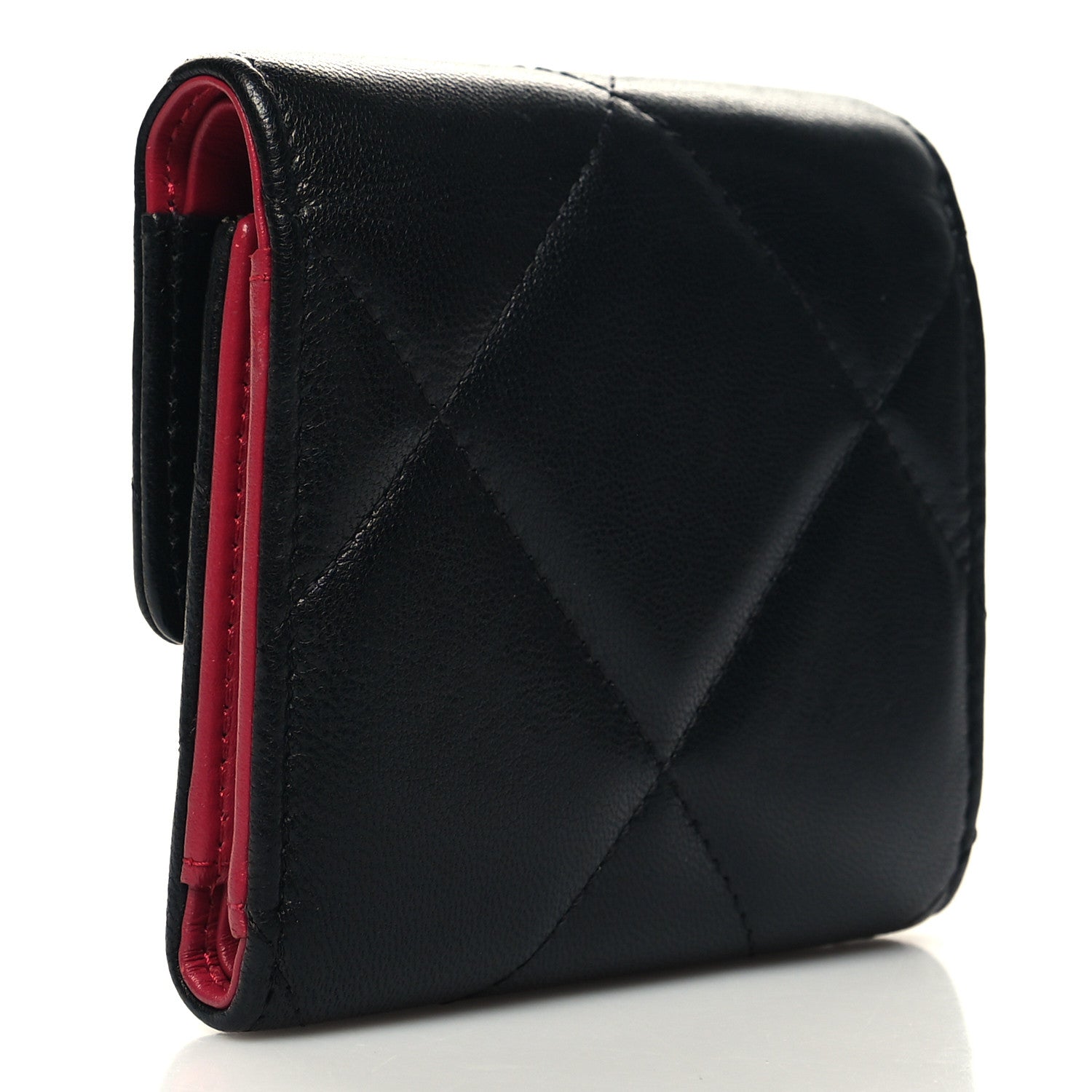 Chanel Goatskin Quilted Chanel 19 Small Flap Wallet Black 3 of 11
