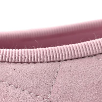 Chanel Suede Quilted Cap Toe CC Ballerina Flats 37.5 Light Pink 10 of 11
