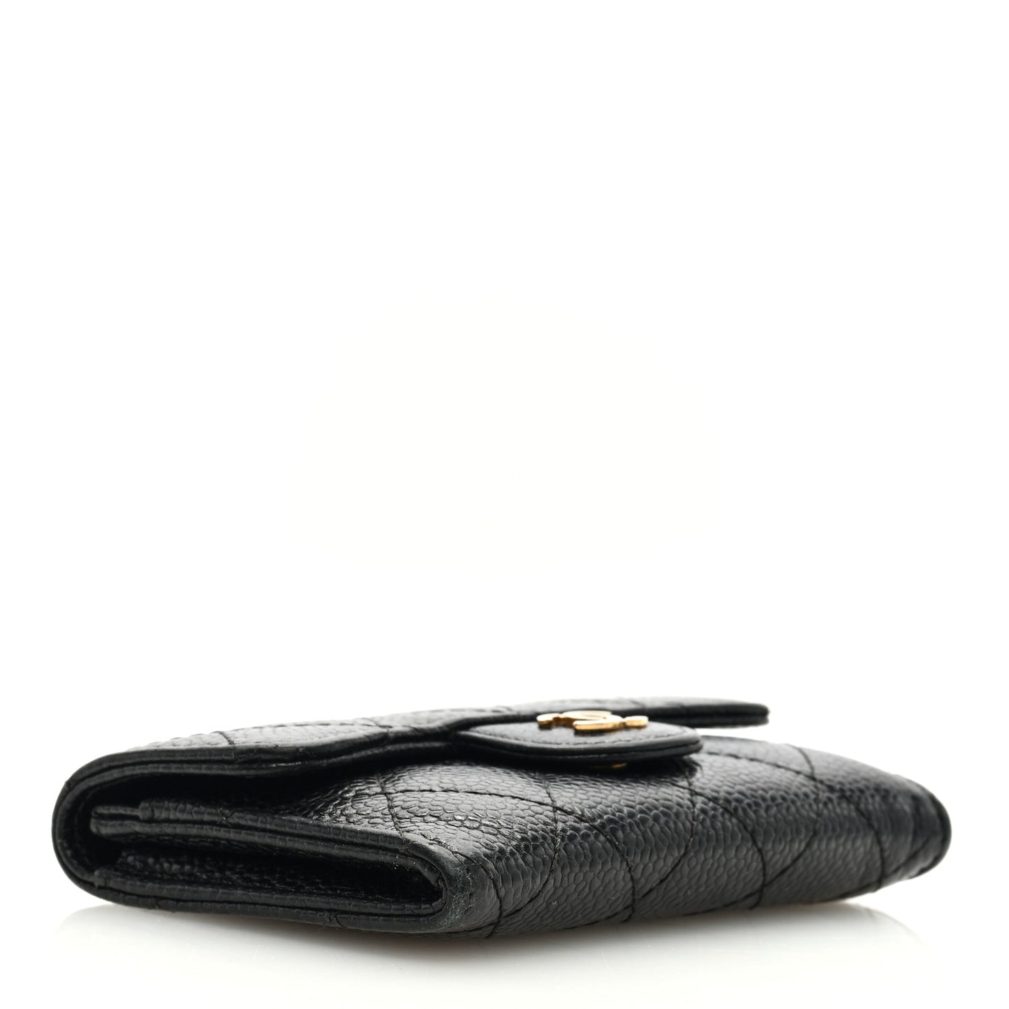 Caviar Quilted Flap Card Holder Black