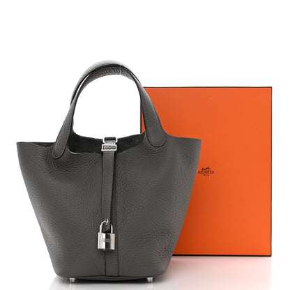 Hermes Taurillon Clemence Picotin Lock 18 PM Gris Meyer 3 of 11