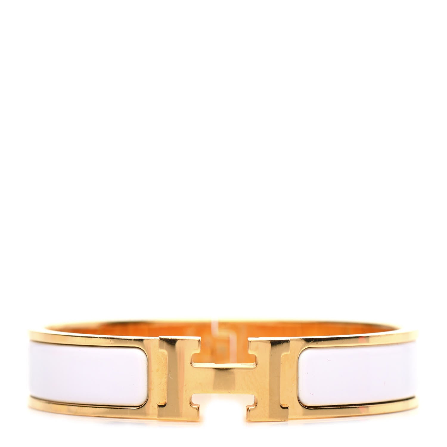 Hermes Enamel Narrow Clic Clac H Bracelet PM White 1 of 4