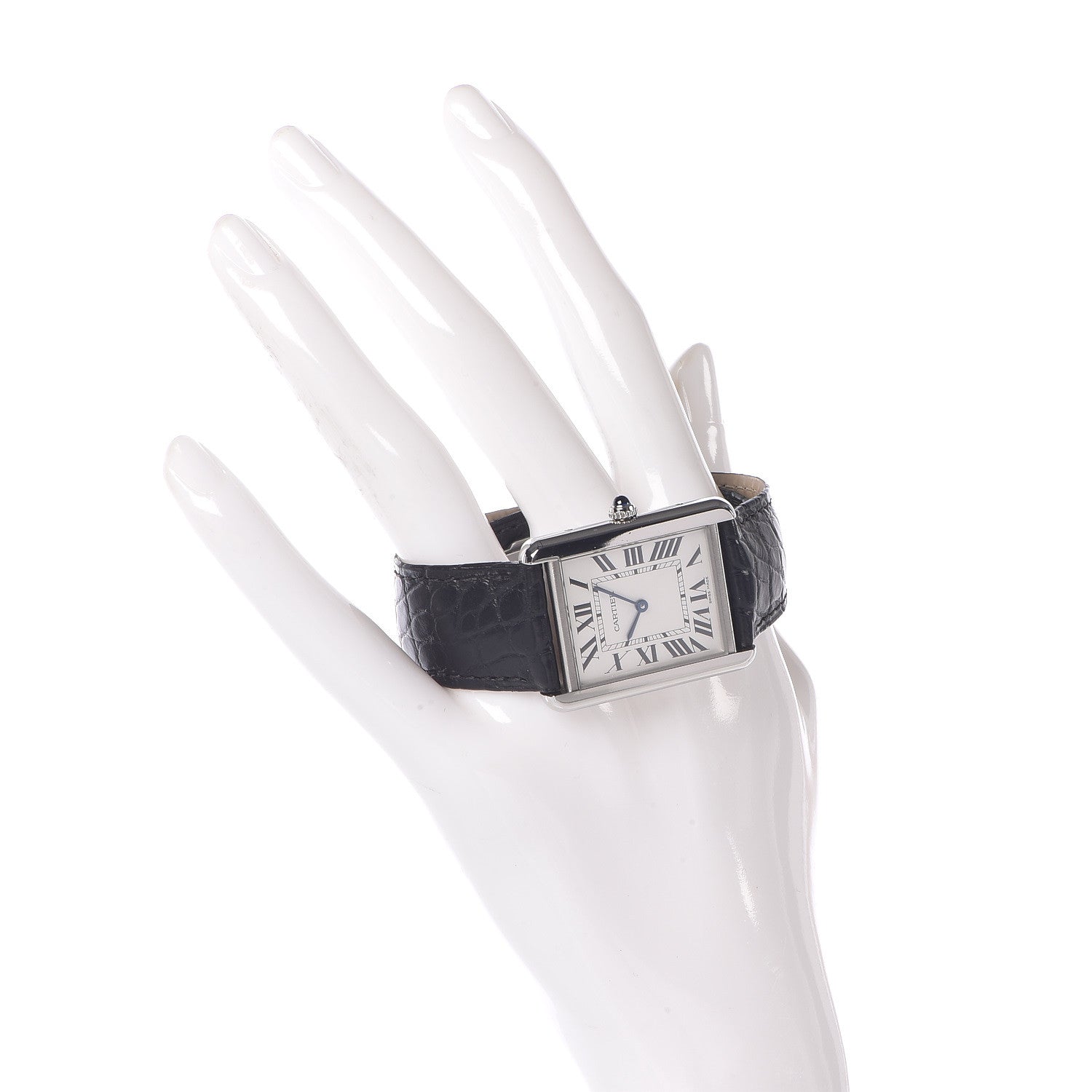 Cartier Stainless Steel Alligator 27mm Tank Solo Quartz Watch 2 of 8