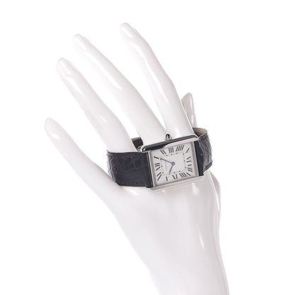 Cartier Stainless Steel Alligator 27mm Tank Solo Quartz Watch 2 of 8