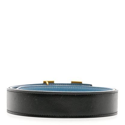Hermes Box Togo 32mm H Belt 95 Black Blue Jean 3 of 11