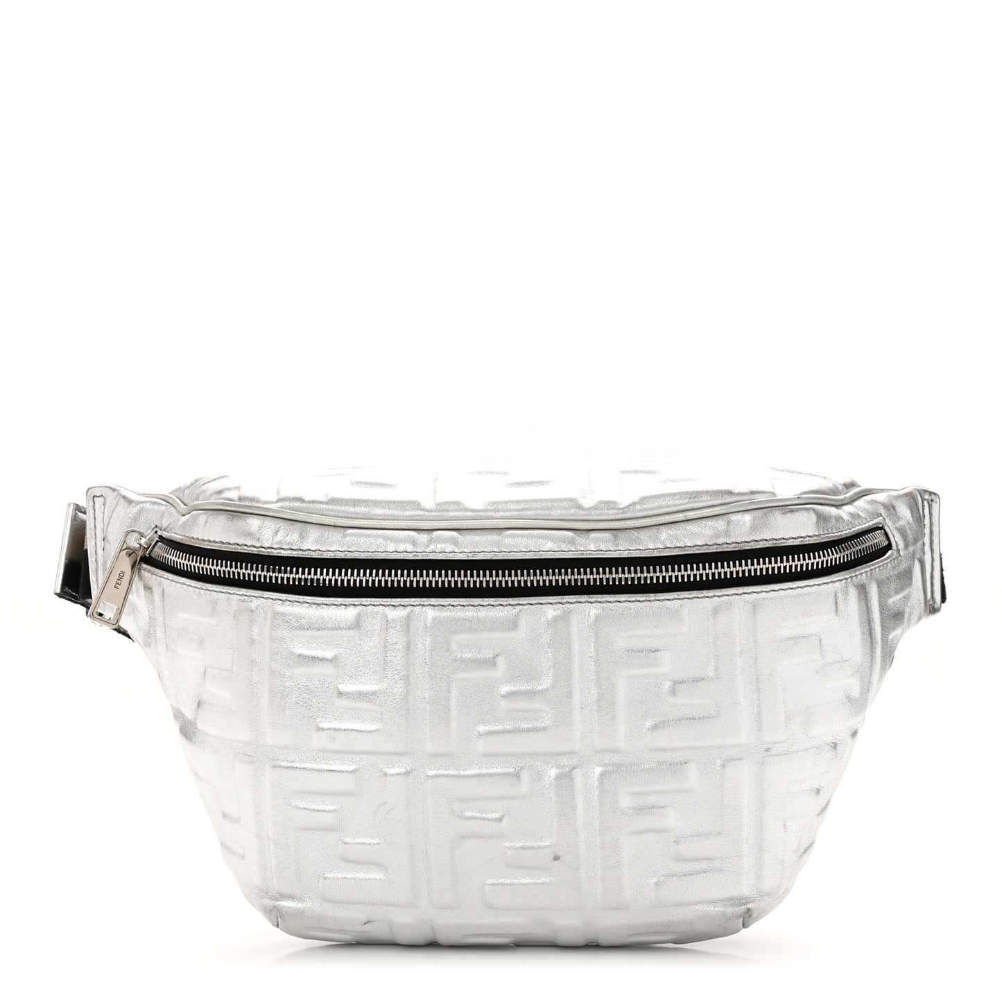 Vitello Catalan Mirror FF 1974 Embossed Belt Bag Argento