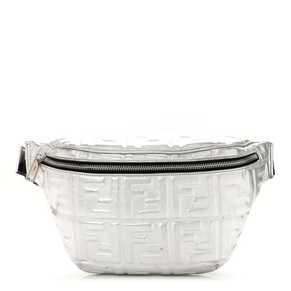 Fendi Vitello Catalan Mirror FF 1974 Embossed Belt Bag Argento 1 of 10