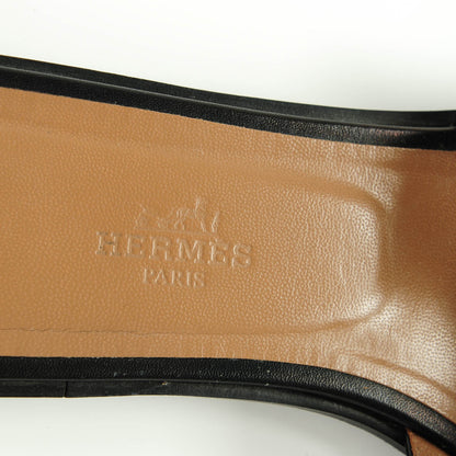 Hermes Box Calfskin Oran Sandals 37 Black 7 of 8