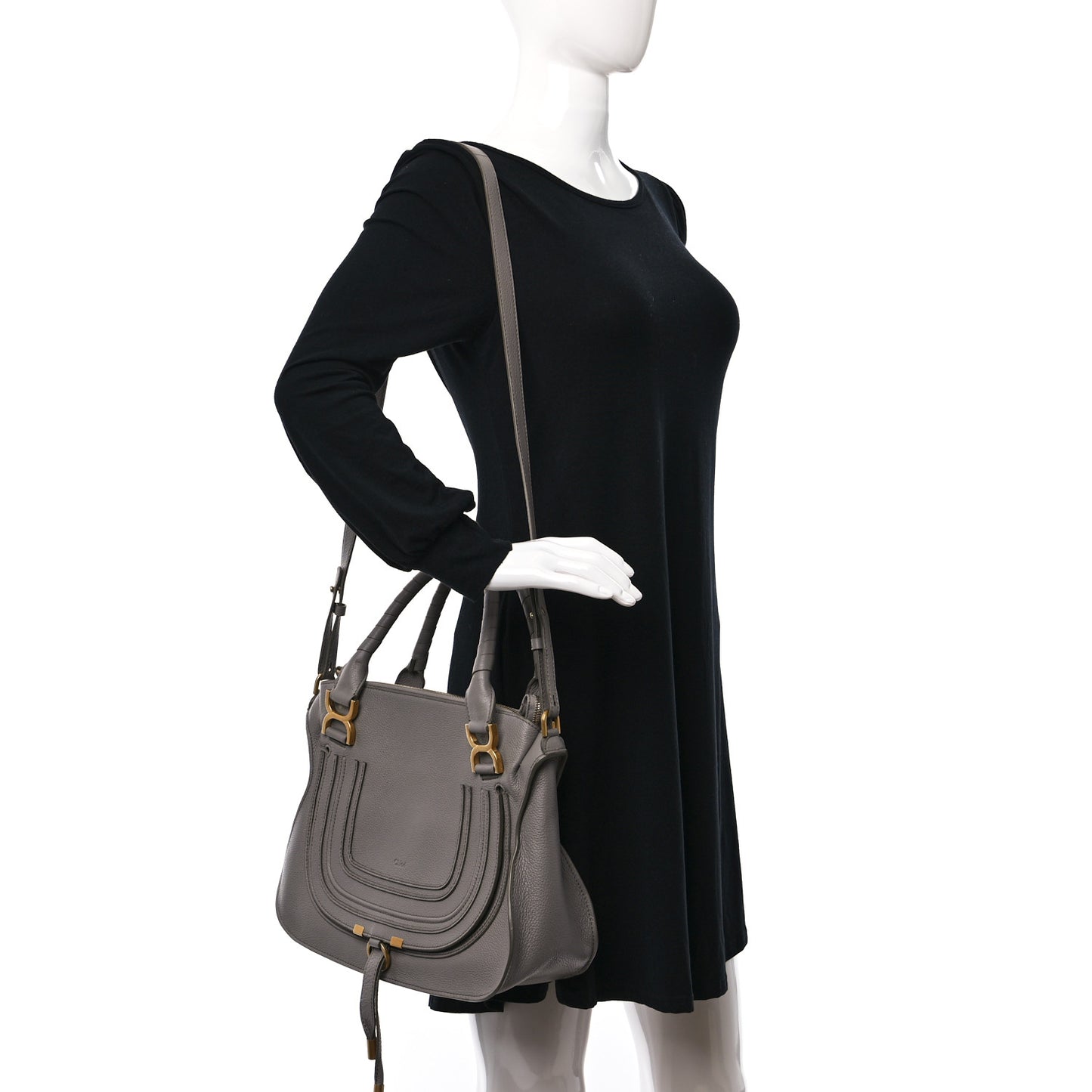 Calfskin Medium Marcie Satchel Cashmere Grey