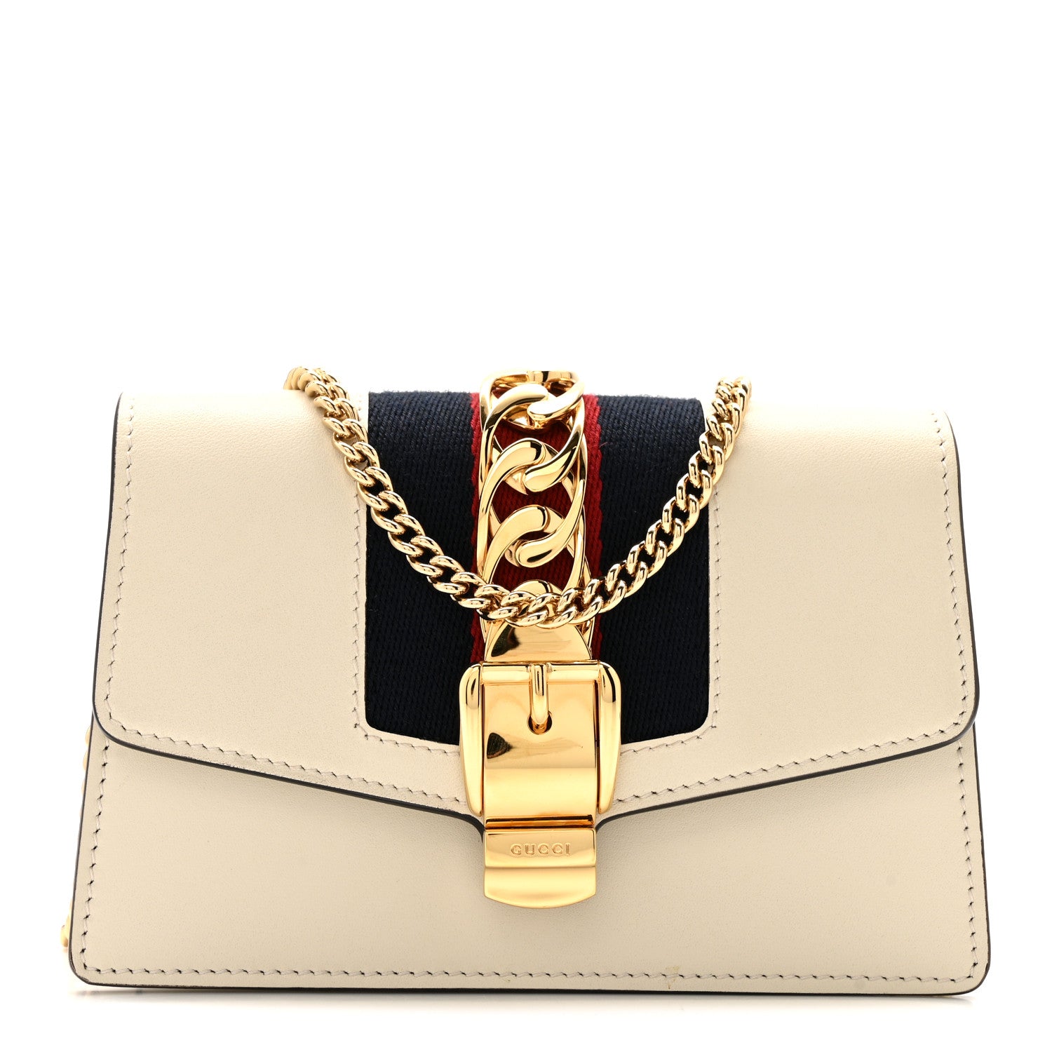 Gucci Calfskin Super Mini Sylvie Chain Shoulder Bag White 1 of 14