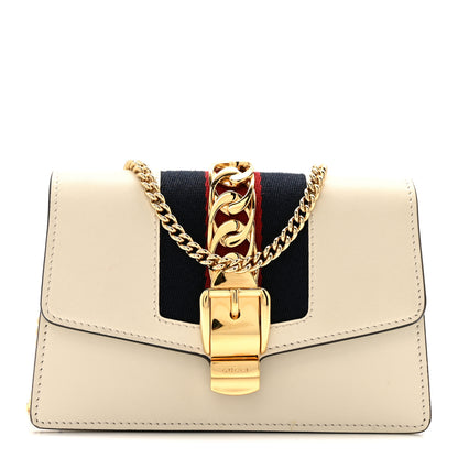 Gucci Calfskin Super Mini Sylvie Chain Shoulder Bag White 1 of 14