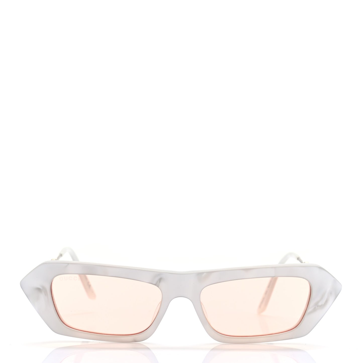 Acetate Crystal Embellished Rectangle Sunglasses GG0642S White