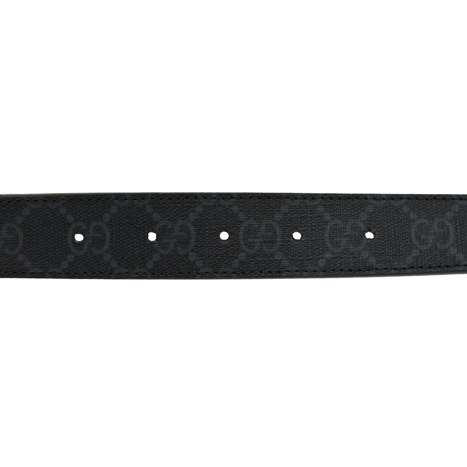 Gucci GG Supreme Monogram Plutone Calfskin Enamel Double G 30mm Belt 85 34 Black Metal Blue 5 of 5