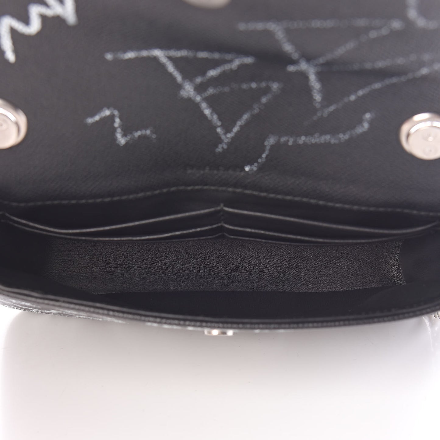 Calfskin Graffiti BB Chain Wallet Black White