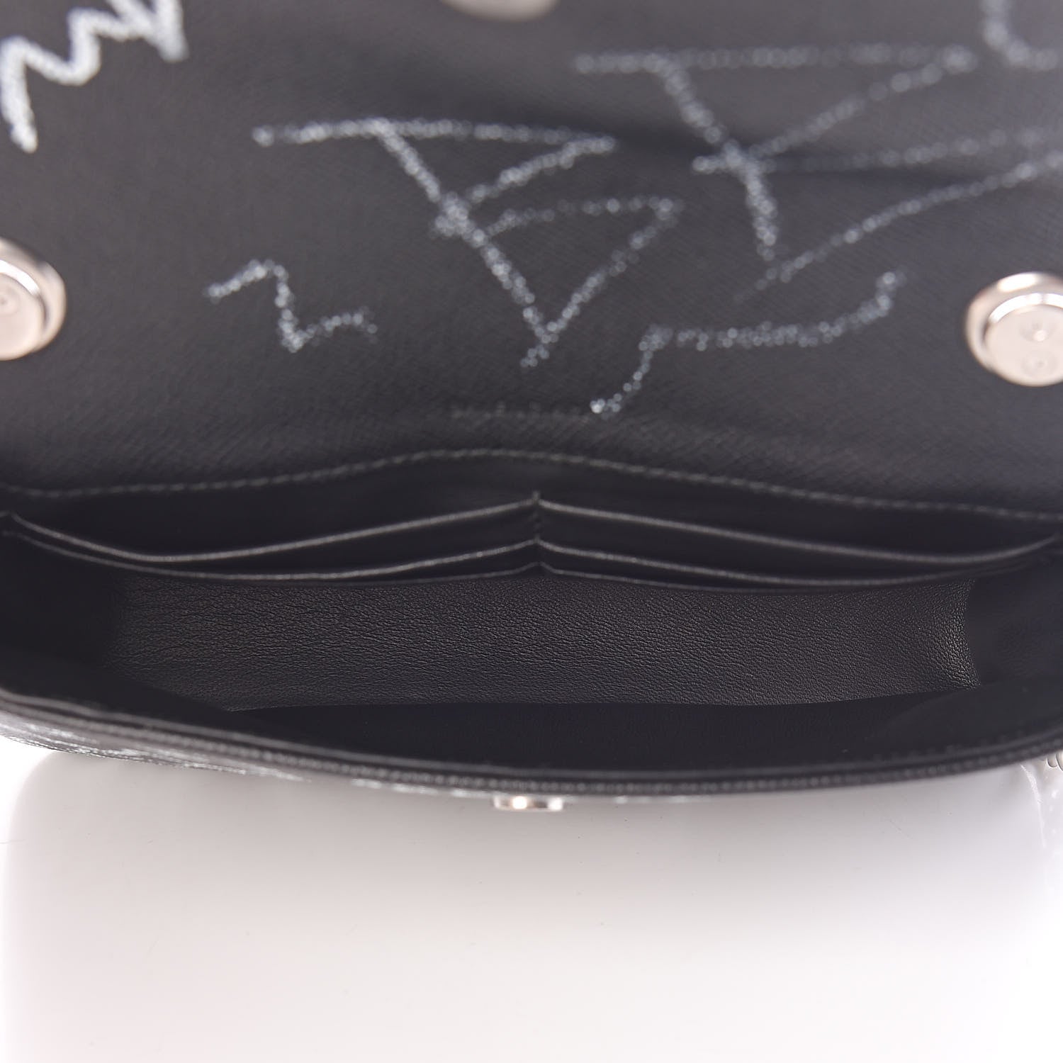 Balenciaga Calfskin Graffiti BB Chain Wallet Black White 6 of 11