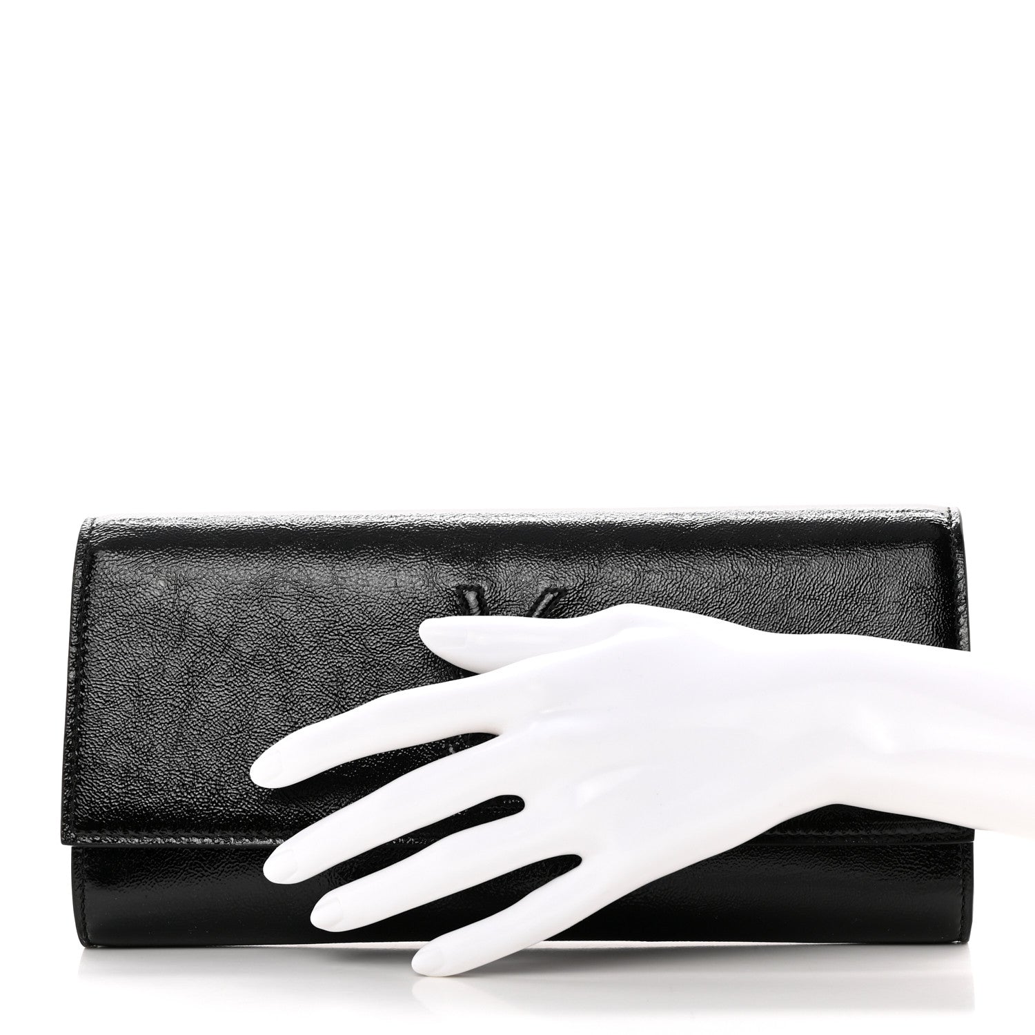 Saint Laurent Textured Patent Monogram Small Belle De Jour Clutch Black 2 of 8