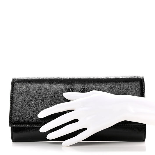 Textured Patent Monogram Small Belle De Jour Clutch Black