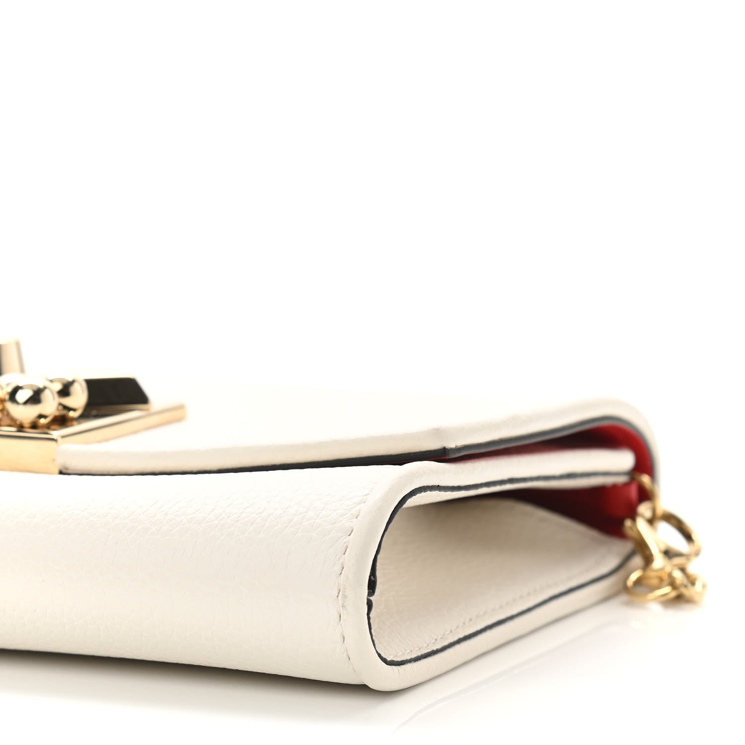 Christian Louboutin Calfskin Studded Flap Carasky Clutch White 10 of 10