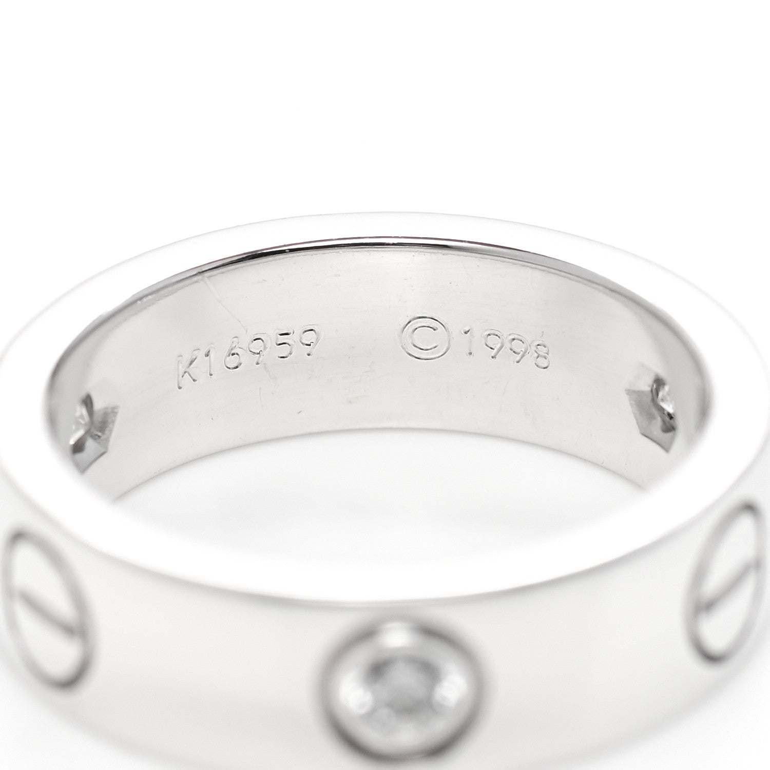 Cartier 18K White Gold 3 Diamond 5.5mm LOVE Ring 49 4.75 5 of 6