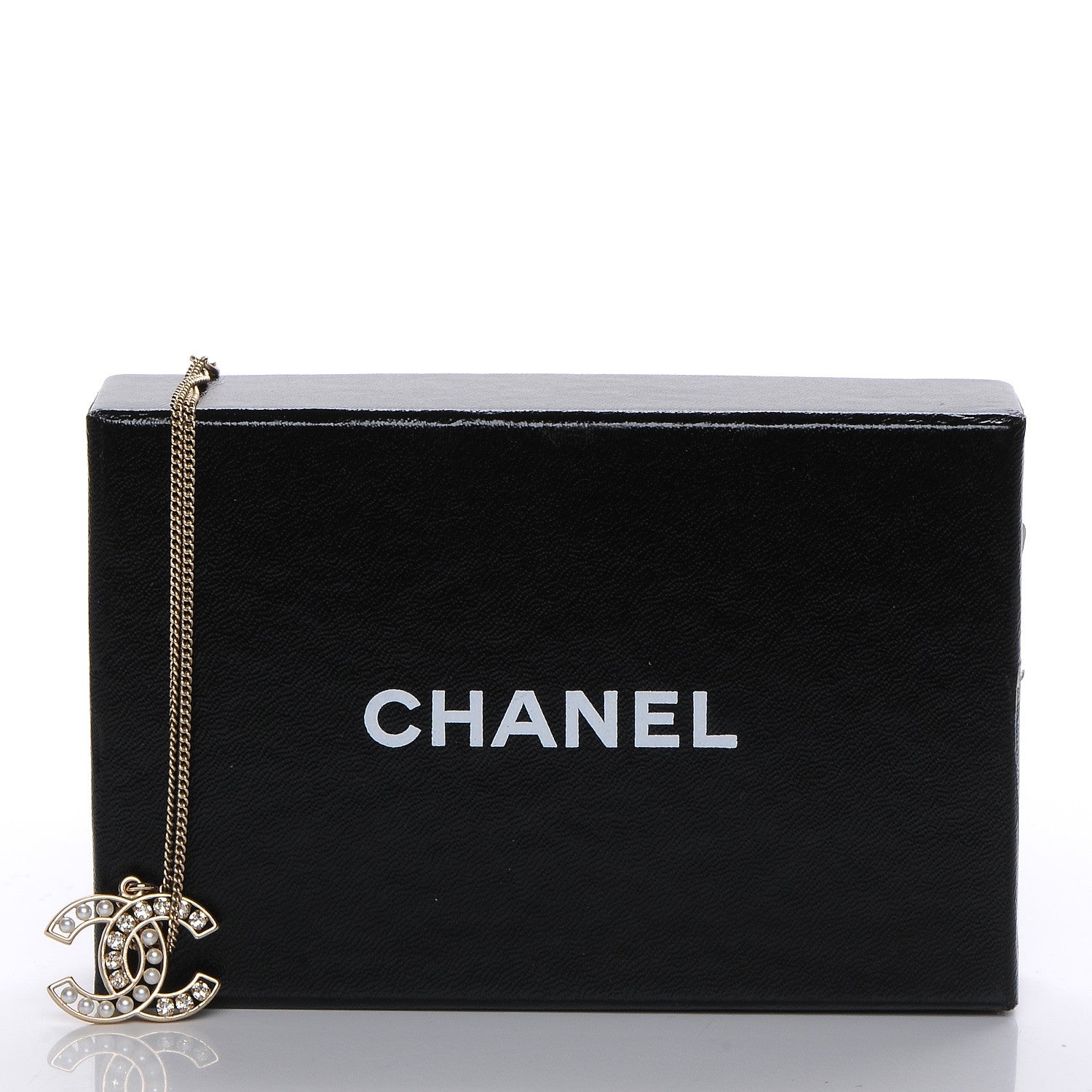 Chanel Crystal Pearl CC Pendant Necklace Gold 6 of 6