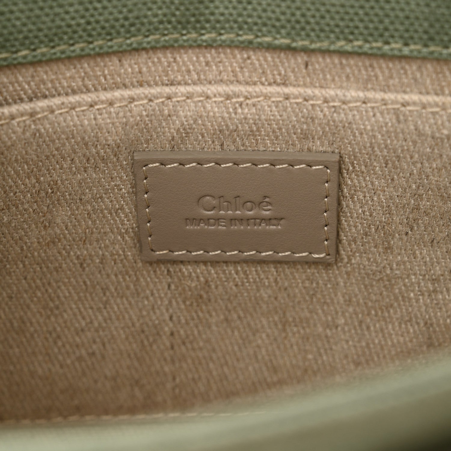 Chloe Cotton Calfskin Mini Woody Ribbon Tote Faded Green 6 of 14