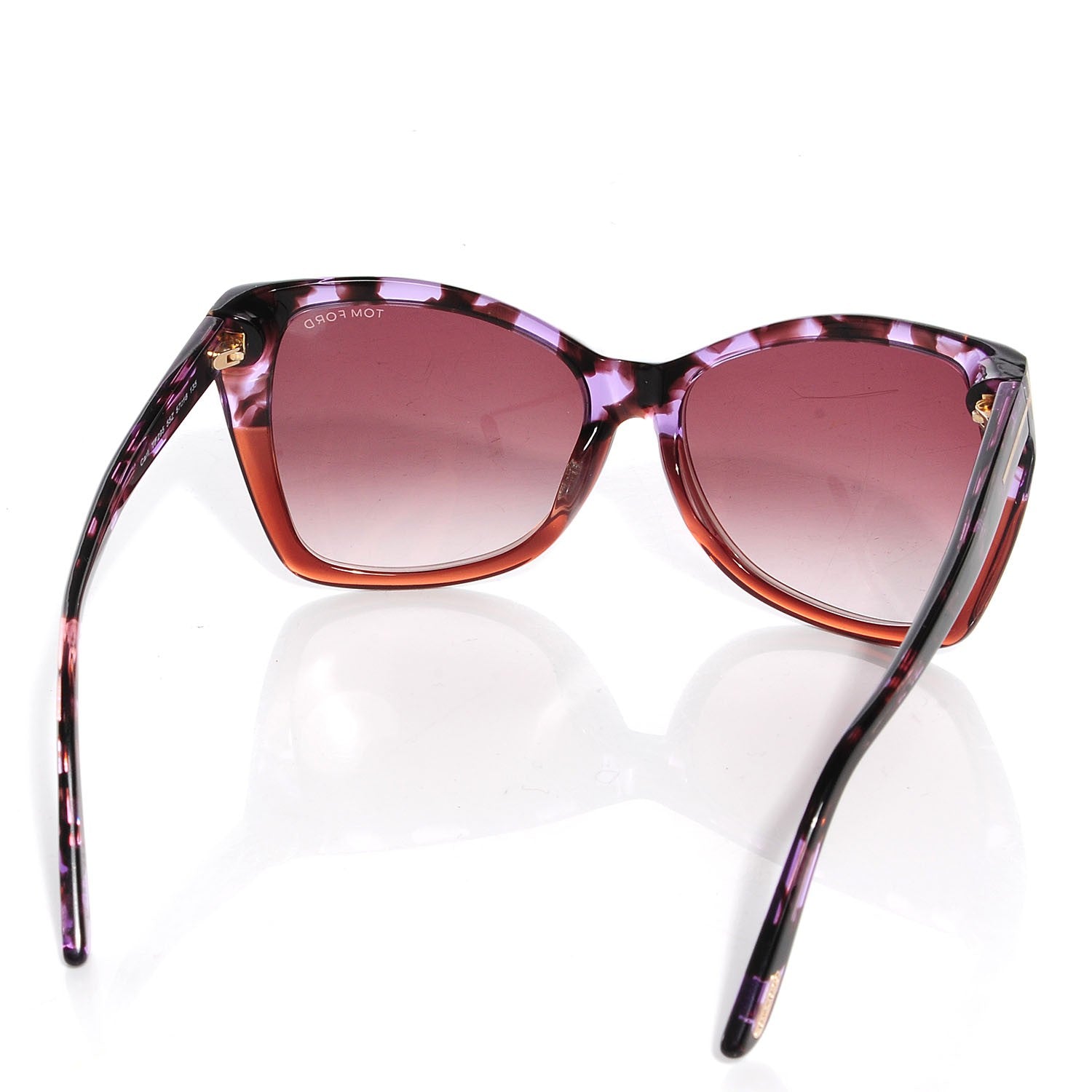 Tom Ford Carli Oversize Square Cateye Sunglasses TF295 Violet Havana 2 of 4