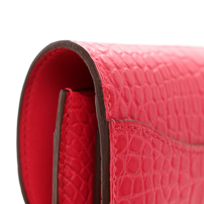 Hermes Matte Alligator Constance Long Wallet Rose Extreme 7 of 8
