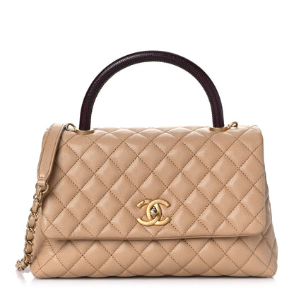Chanel Caviar Lizard Embossed Quilted Small Coco Handle Flap Beige 1 of 10