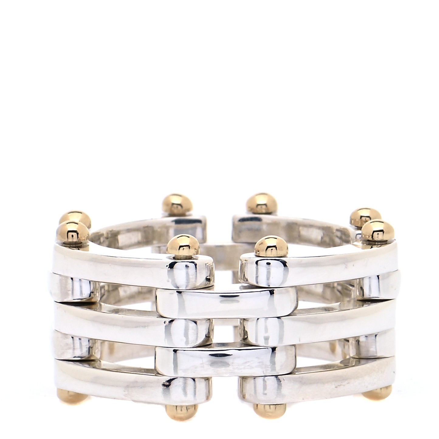 Sterling Silver 18K Yellow Gold Gatelink Ring 53 6.5