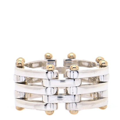 Tiffany Sterling Silver 18K Yellow Gold Gatelink Ring 53 6.5 1 of 6