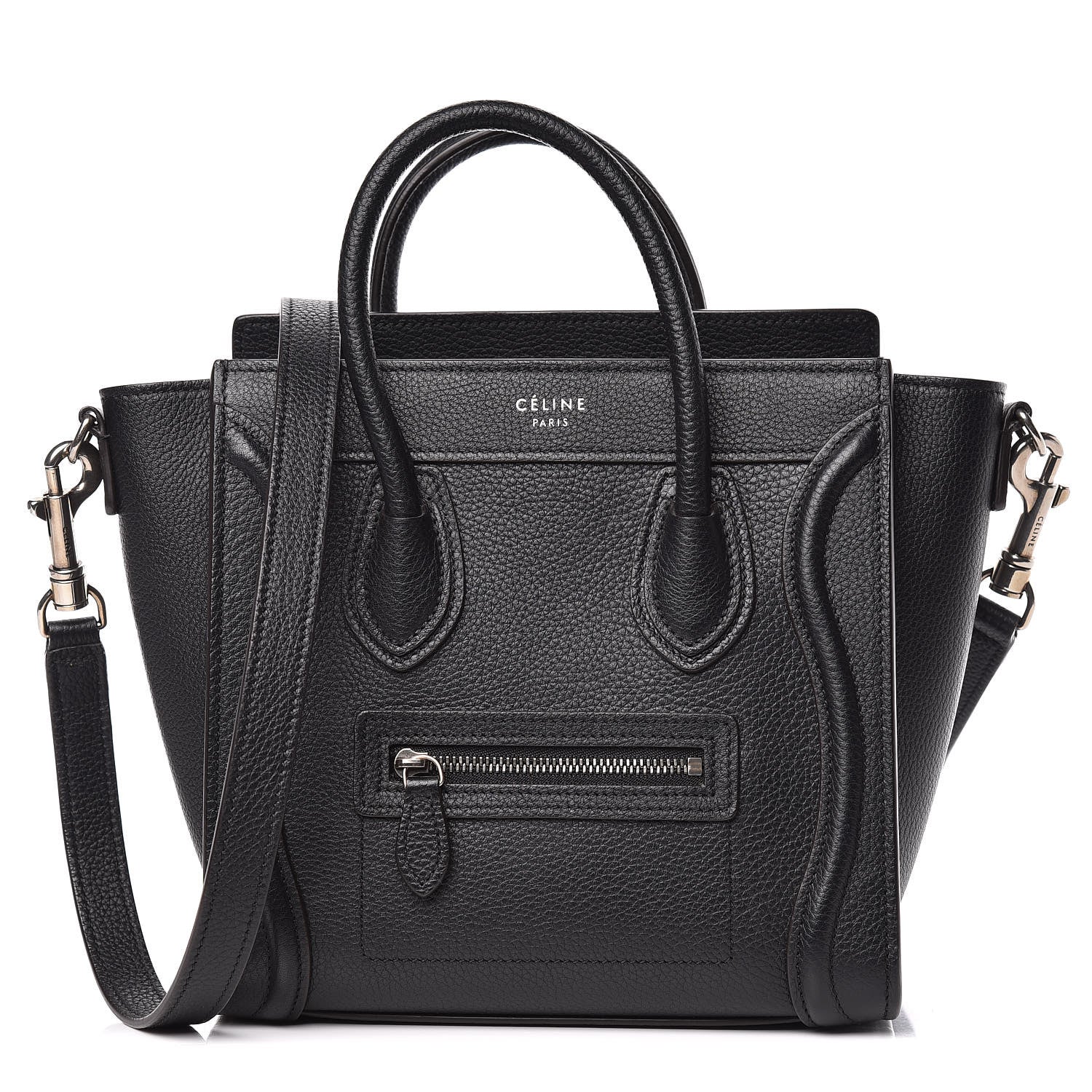 Celine Drummed Calfskin Nano Luggage Black 1 of 8