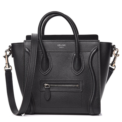Celine Drummed Calfskin Nano Luggage Black 1 of 8