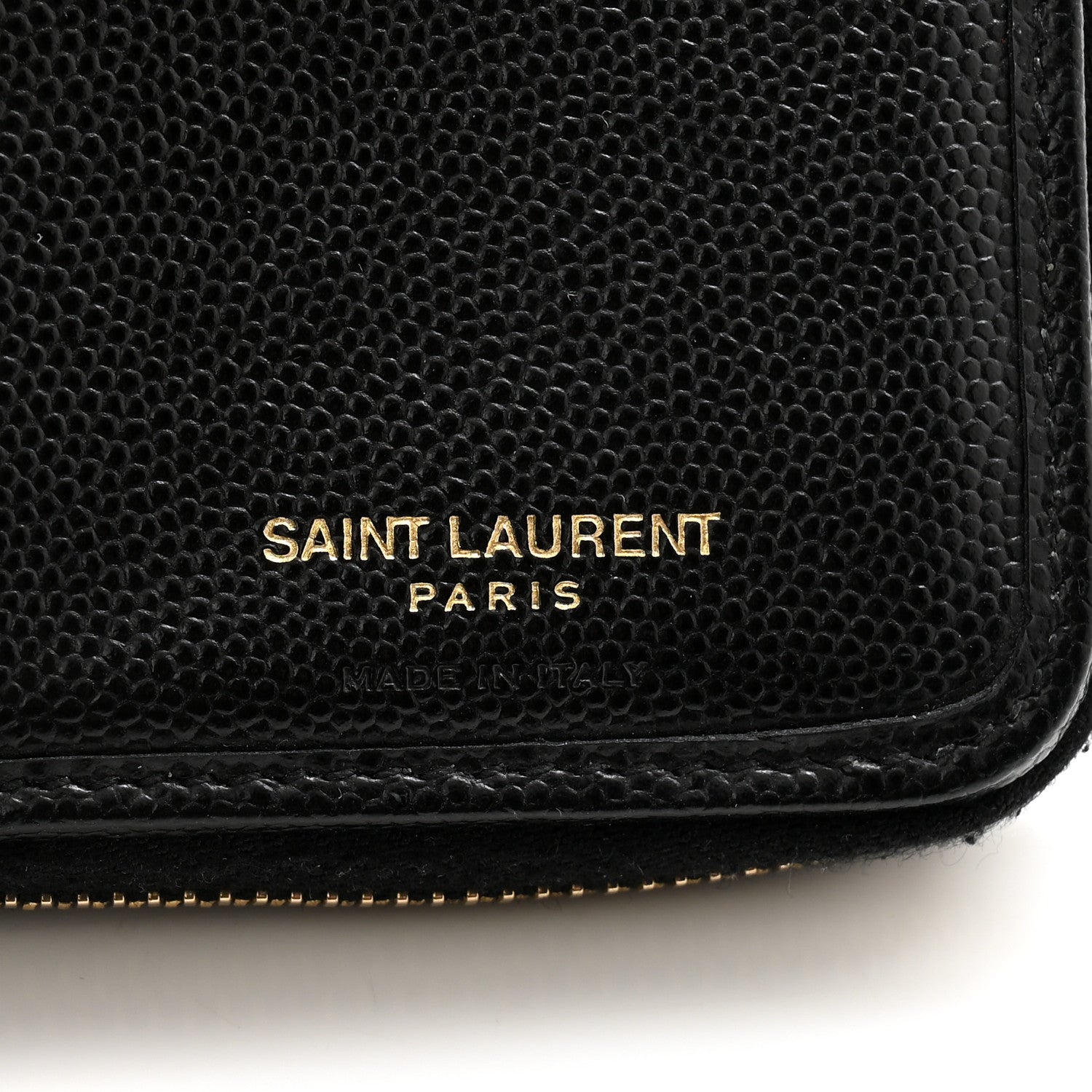 Saint Laurent Grain De Poudre Matelasse Chevron Monogram Compact Zip Around Wallet Black 7 of 11