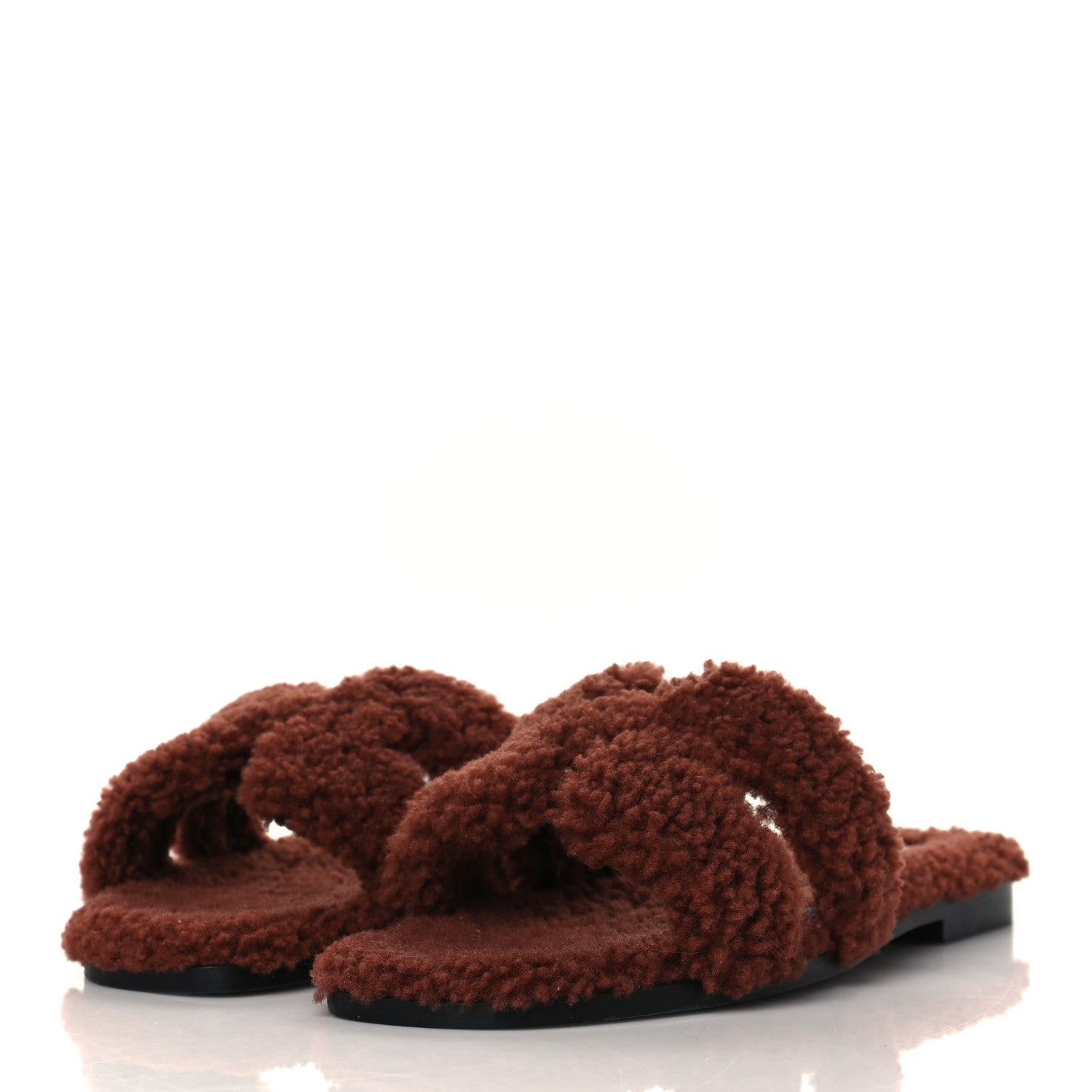 Hermes Woolskin Oran Sandals 38 Cognac 3 of 8