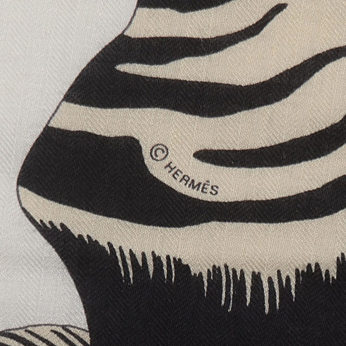 Cashmere Silk Zebra Pegasus Shawl 140 White Black Naturel